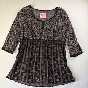 Esprit The World Is Our Culture Babydoll Women's Floral Top Blouse Sz US-14 Boho